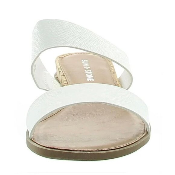 SUN STONE EASTEN Flats Double Band Slide Sandals White Smooth Size 7.5 W - Picture 3 of 7